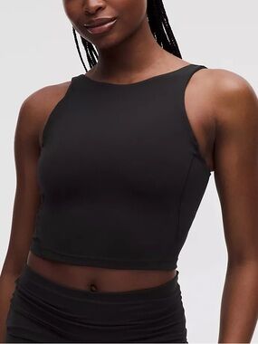 lululemon athletica Black Cropped High-Neck Sports Bra